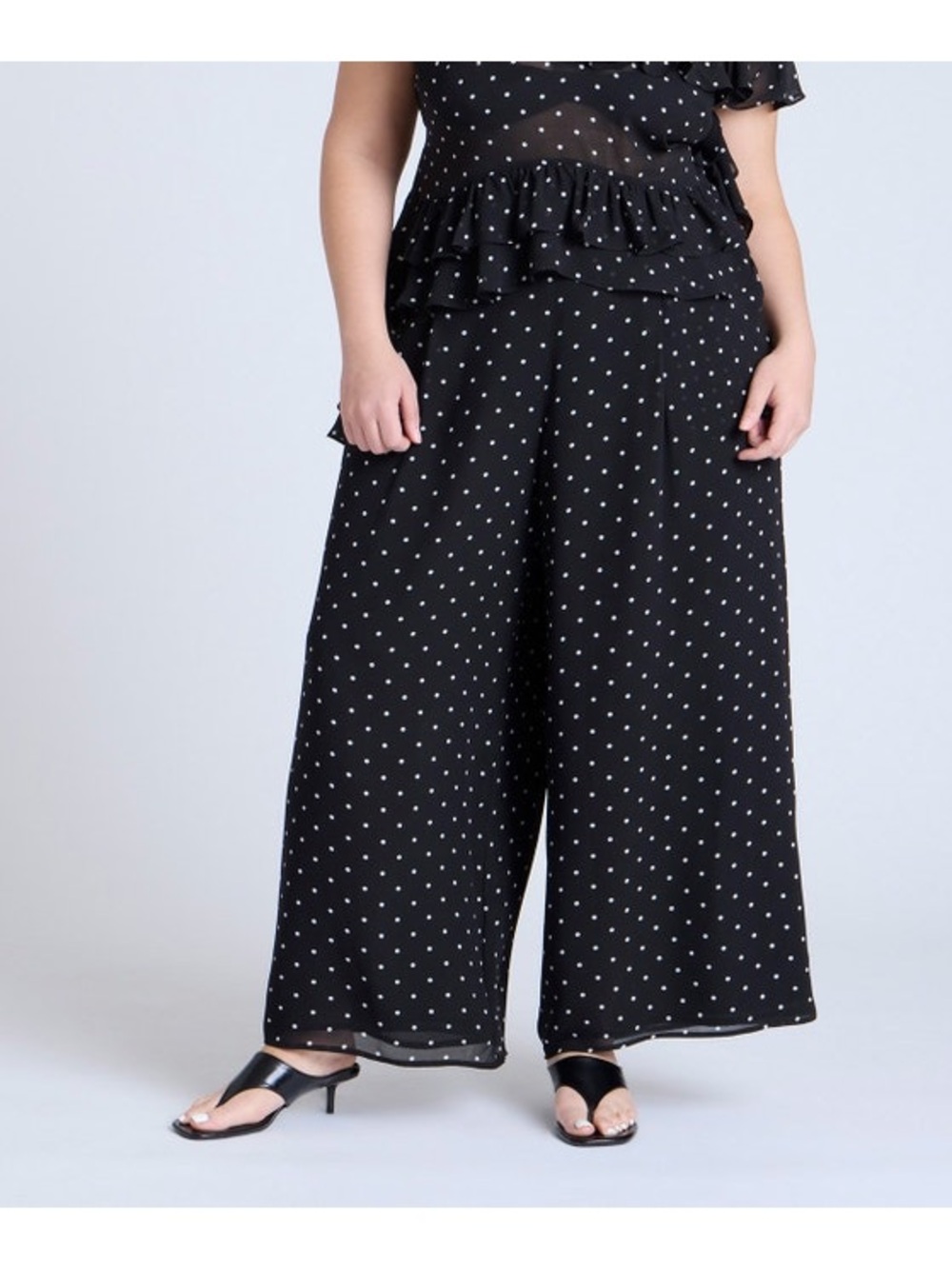 Eloquii Black Polka Dot Wide-Leg Pants Size 22